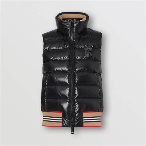 burberry icon stripe detail down filled puffer gilet|Women’s Puffer Jackets .